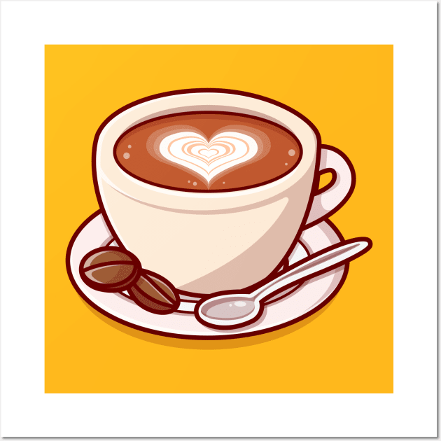 Coffee Time Cartoon Vector Icon Illustration Wall Art by Catalyst Labs